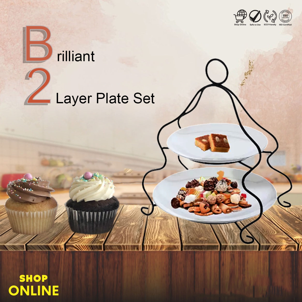 Brilliant 2-Layer Plate Set, With Iron Stand, BR0058