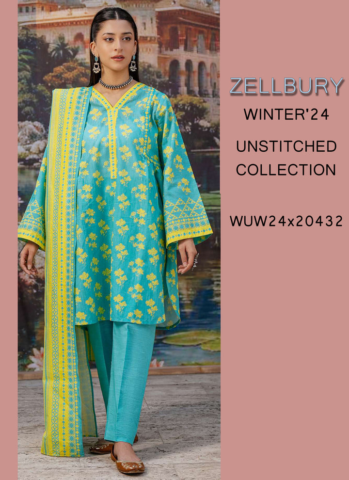 Zellbury Winter Printed Khaddar 3PC Shirt | WUW24X3037