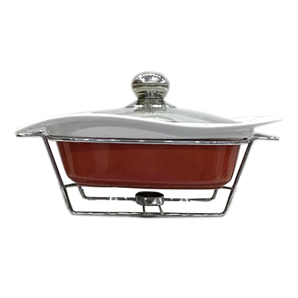 Buffet Dishes With Glass Lids & Stand 1 Pcs 15/Rect 3 pcs
