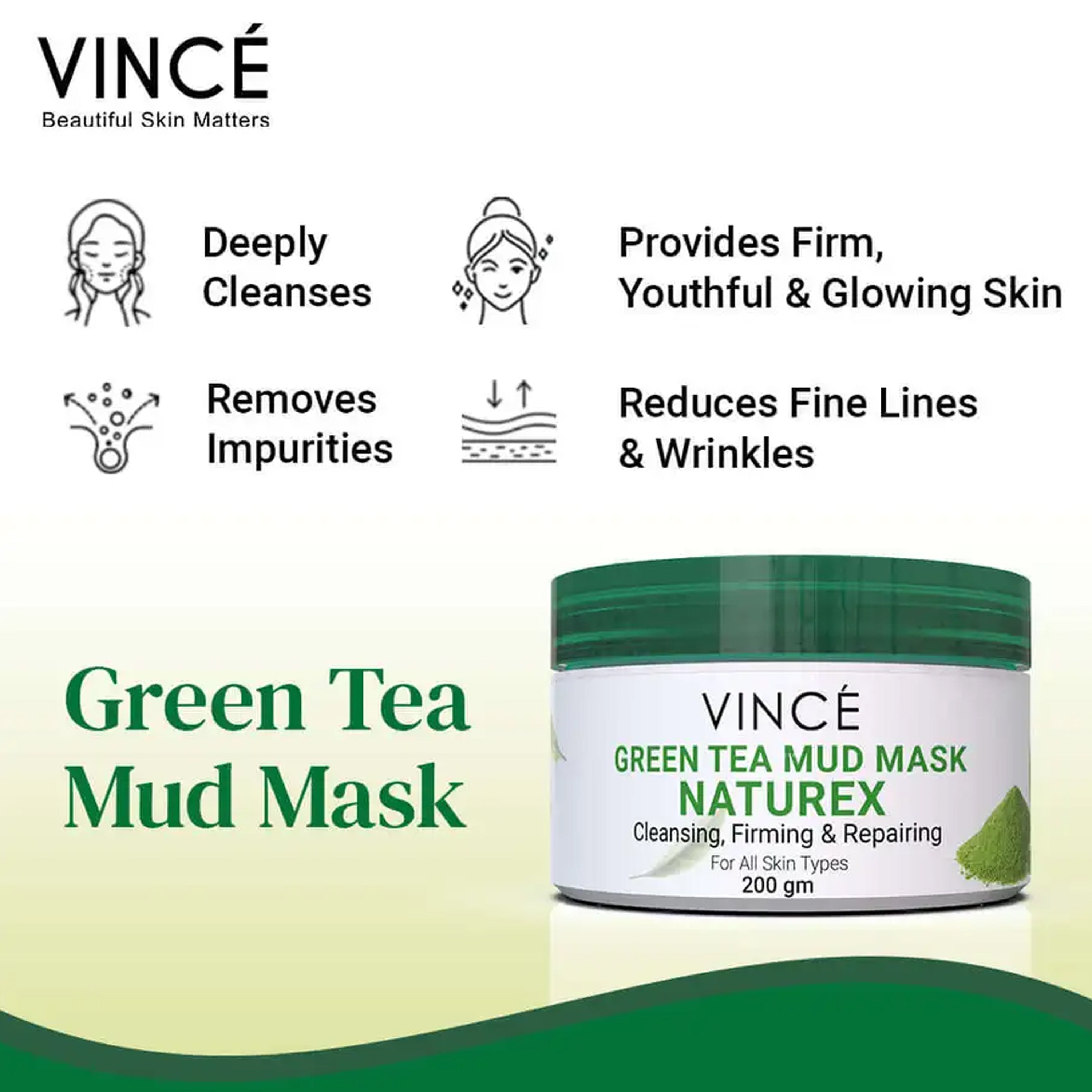 Vince Green Tea Mud Mask 200-gm