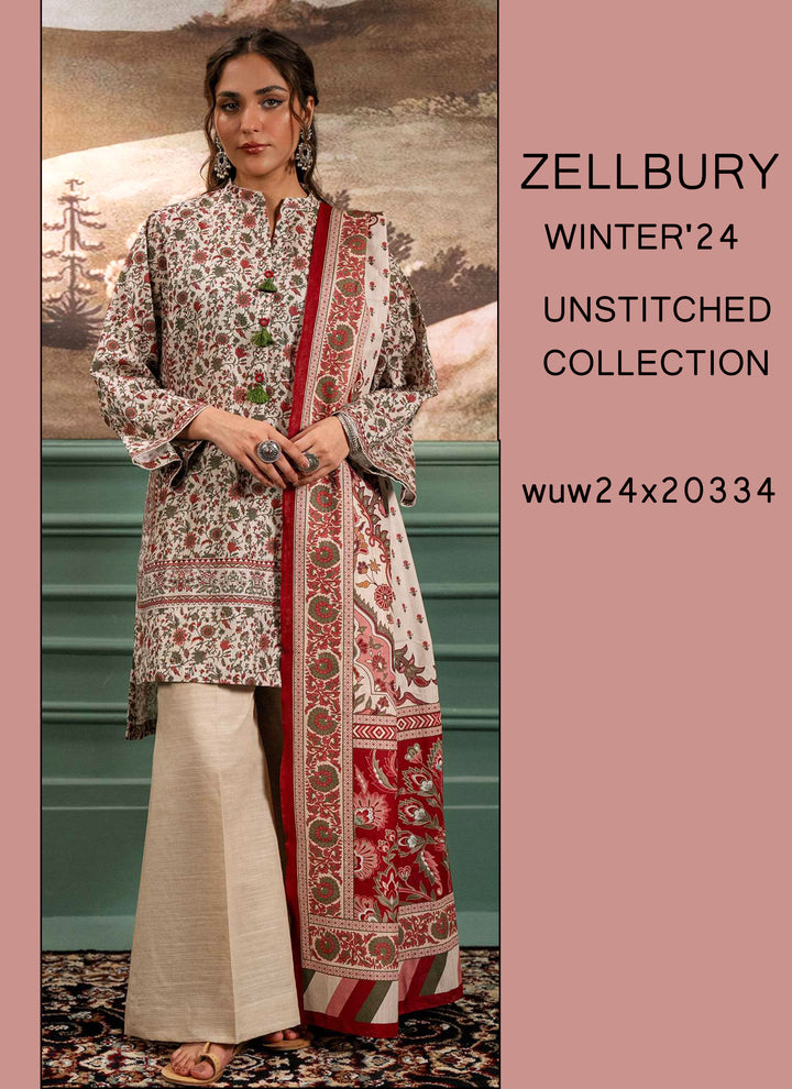 Zellbury Winter Printed Khaddar 3PC | wuw24X20331