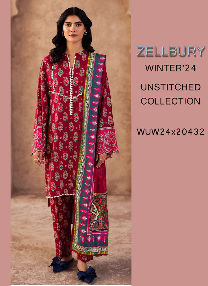 Zellbury Winter Printed Khaddar 3PC Shirt  WUW24E30228
