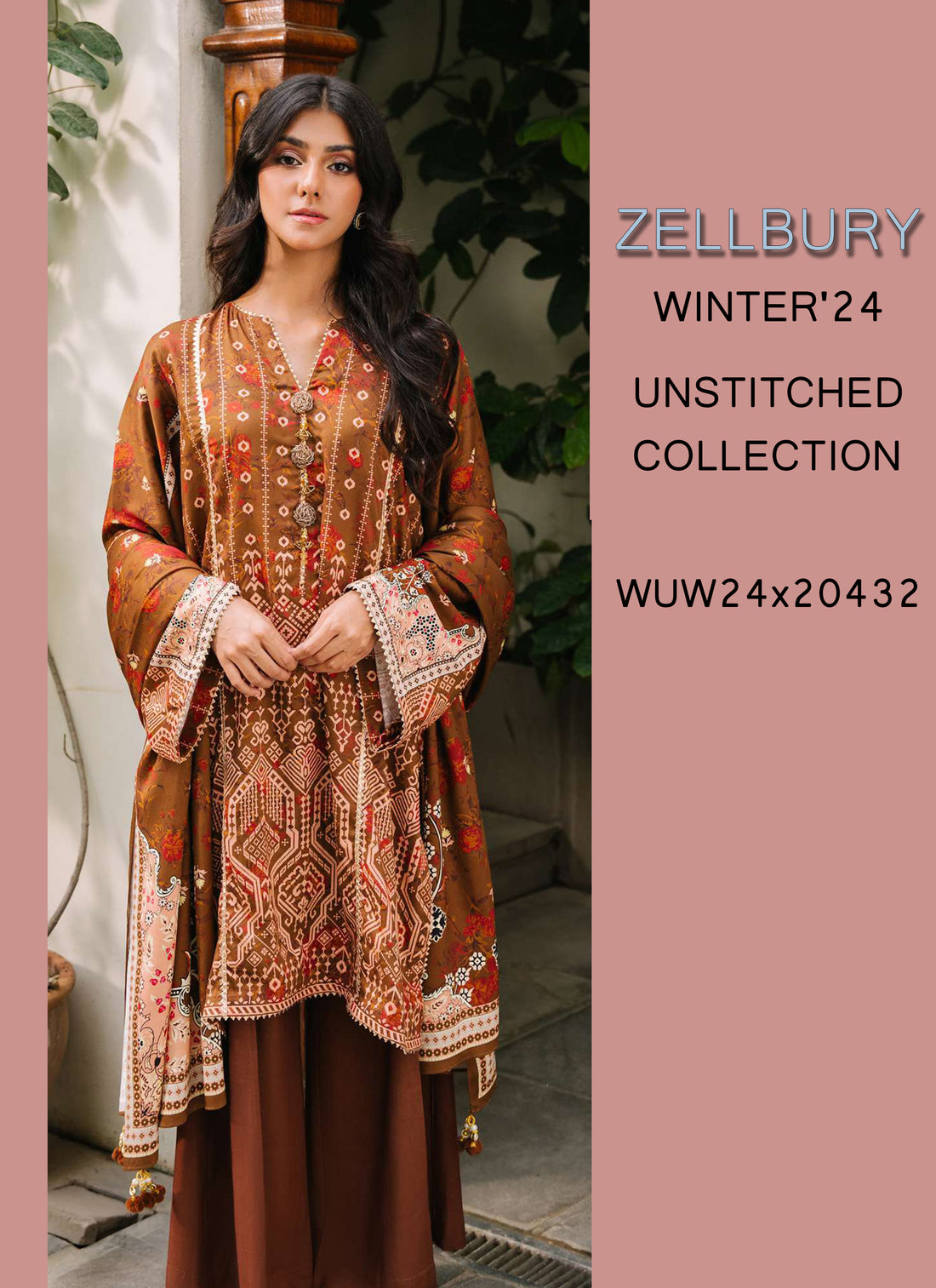 Zellbury Winter Printed Khaddar 3PC Shirt | WUW24X30217