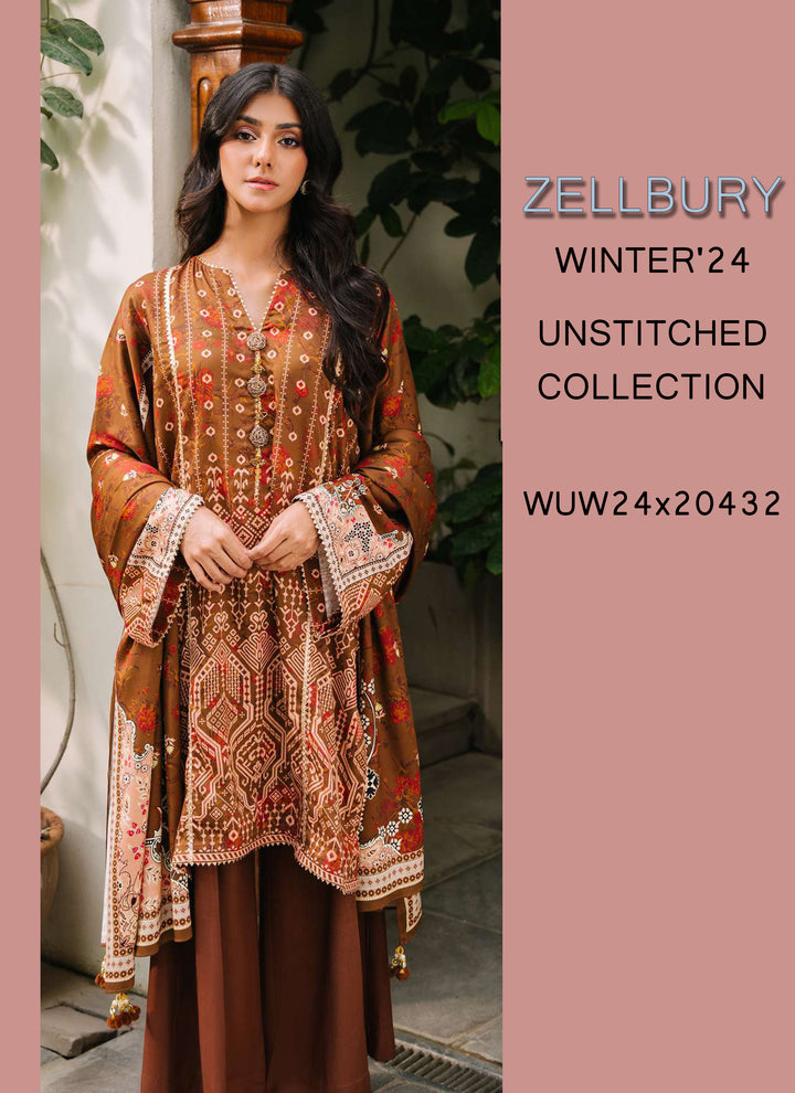 Zellbury Winter Printed Khaddar 3PC Shirt | WUW24X30217
