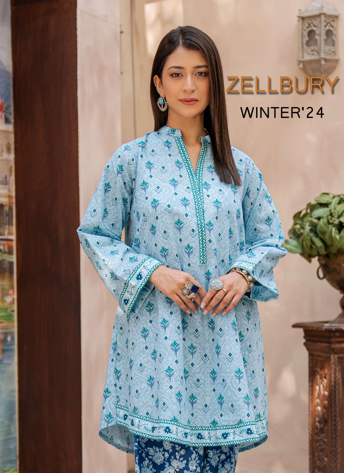 Zellbury Winter Printed Khaddar 3PC  Shirt | WUW24X20337