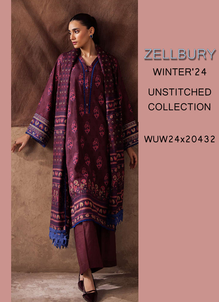 Zellbury Winter Printed Khaddar 3PC Shirt | WUW24E20263