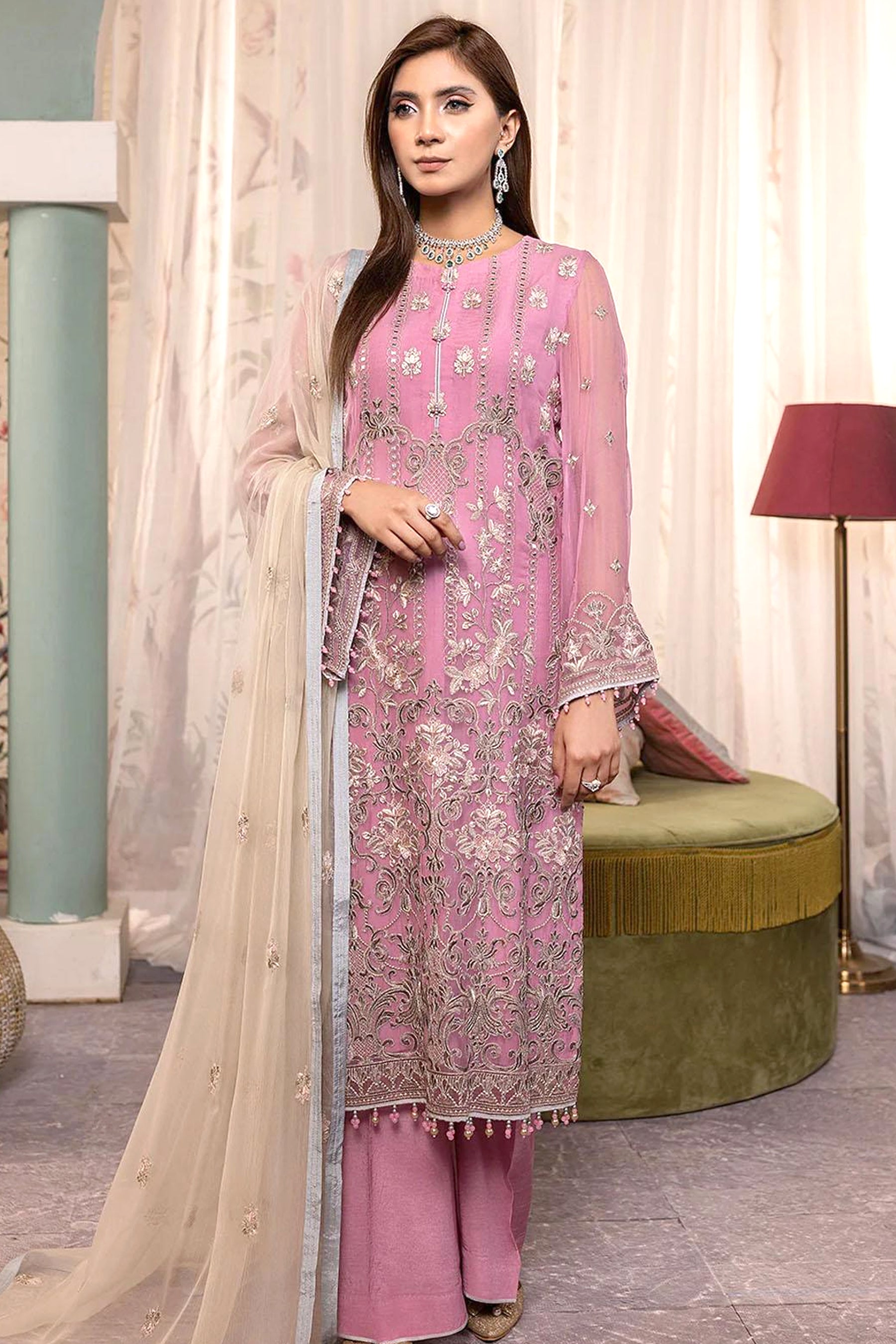Haya By Kuch Khas Embroidered Chiffon Suits Unstitched 3 Piece