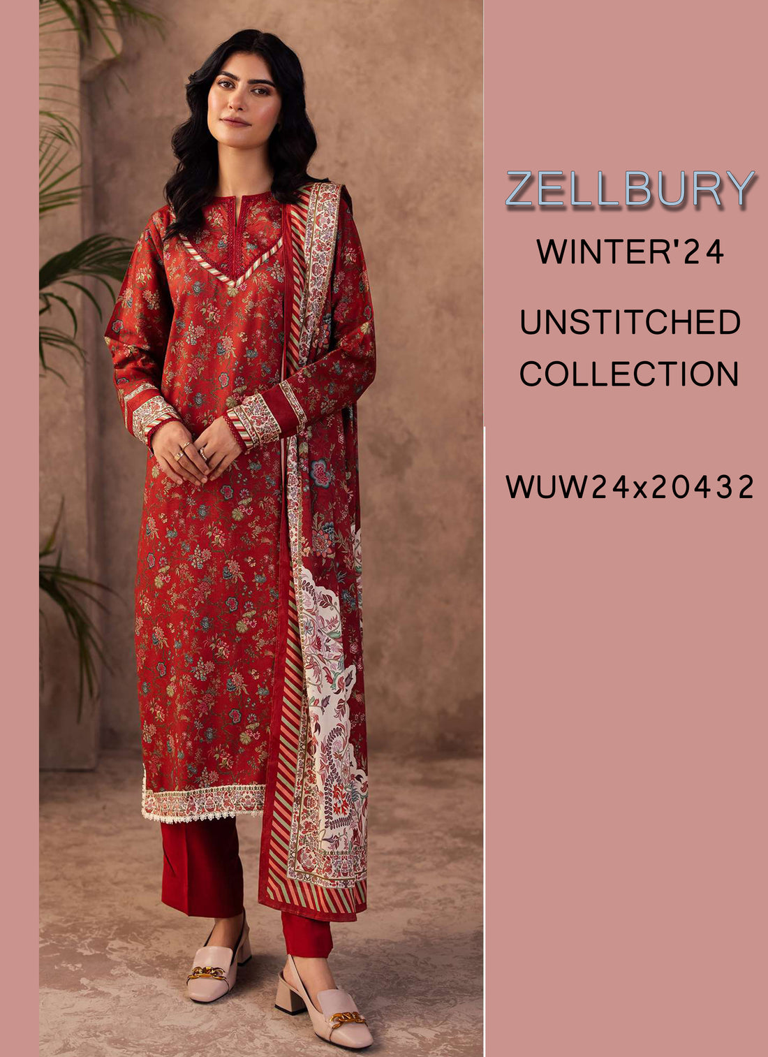 Zellbury Winter Printed Khaddar 3PC Shirt | WUW24X30299