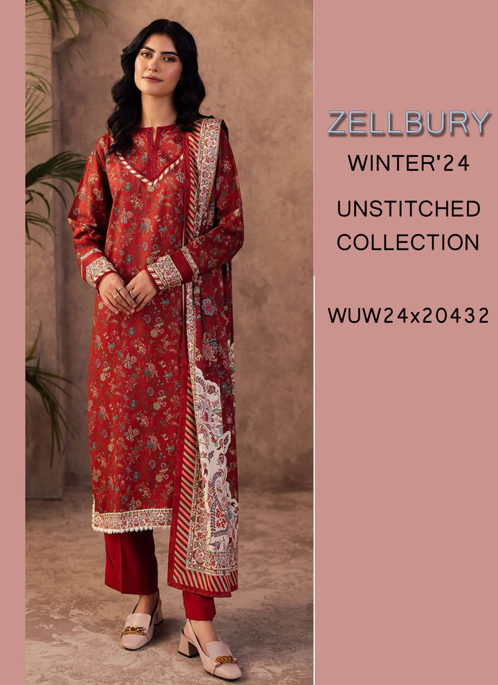 Zellbury Winter Printed Khaddar 3PC Shirt | WUW24X30299