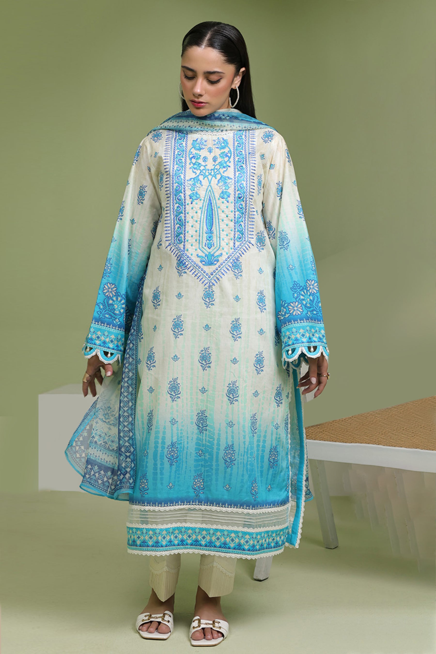 Embroidered Shirt Dupatta - 1694
