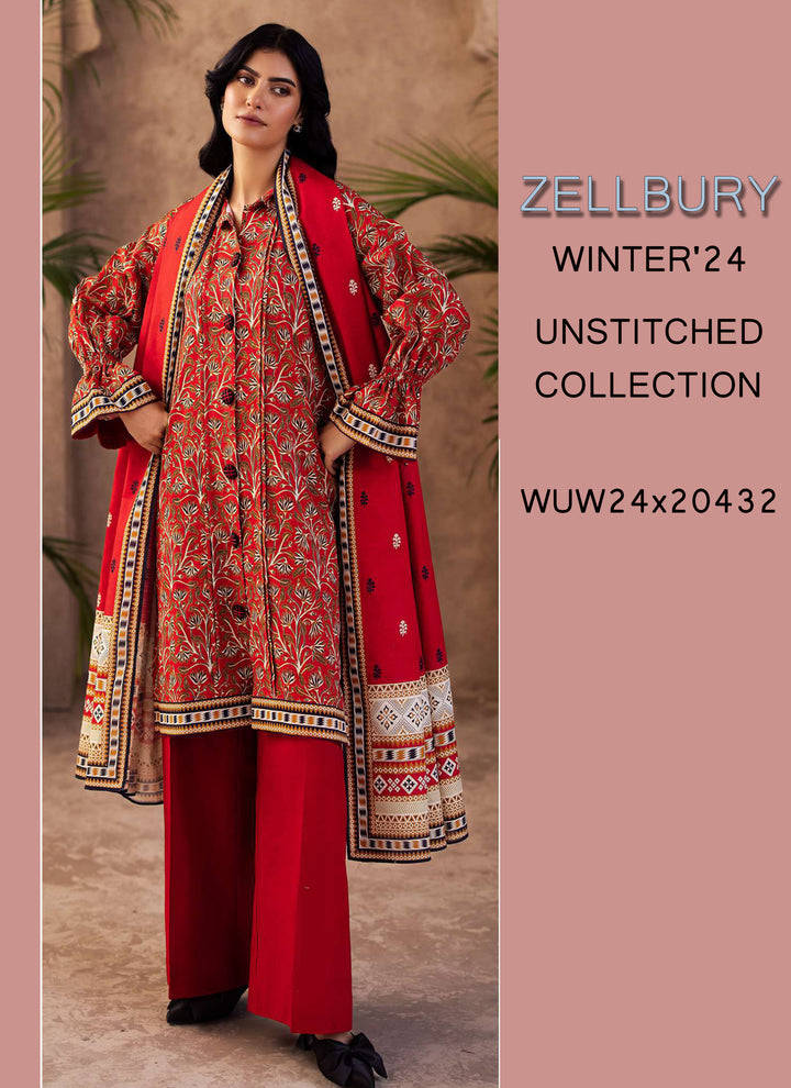 Zellbury Winter Printed Khaddar 3PC Shirt | WUW24X30189