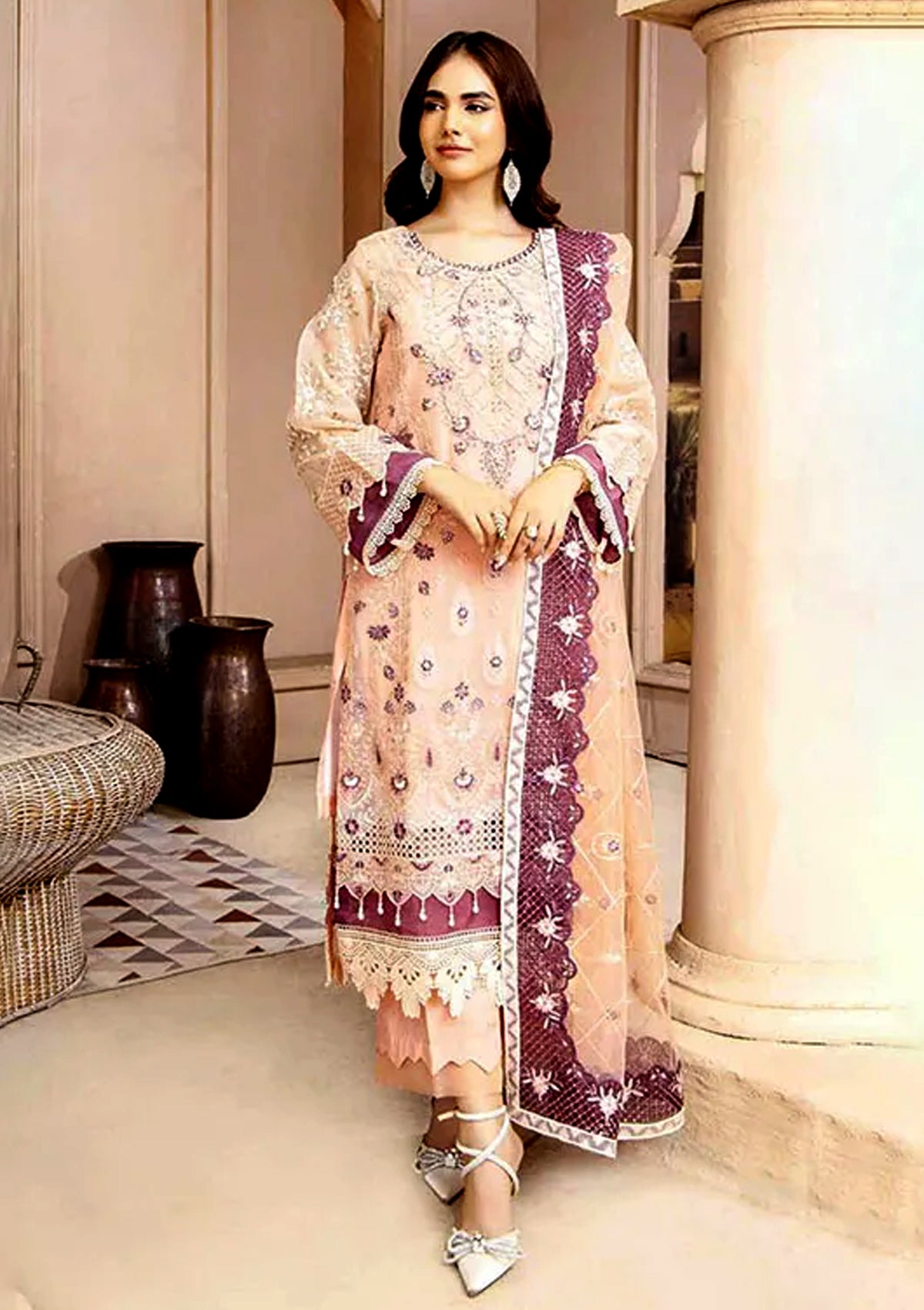 AZU Voguish Slub Khadi Collection 2024 By Ahmed Embroideries (D-02-Mona)