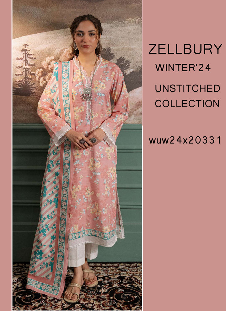 Zellbury Winter Printed Khaddar 3PC   Shirt | wuw24X20331
