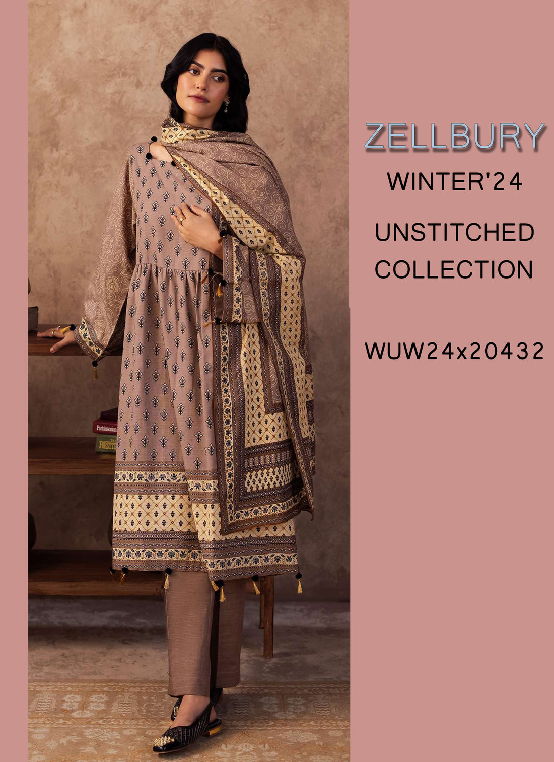 Zellbury Winter Printed Khaddar 3PC Shirt | WUW24X30274