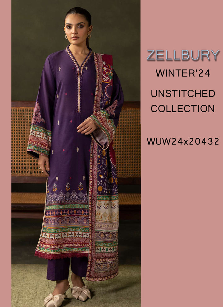 Zellbury Winter Printed Khaddar 3PC Shirt | WUW24E30311