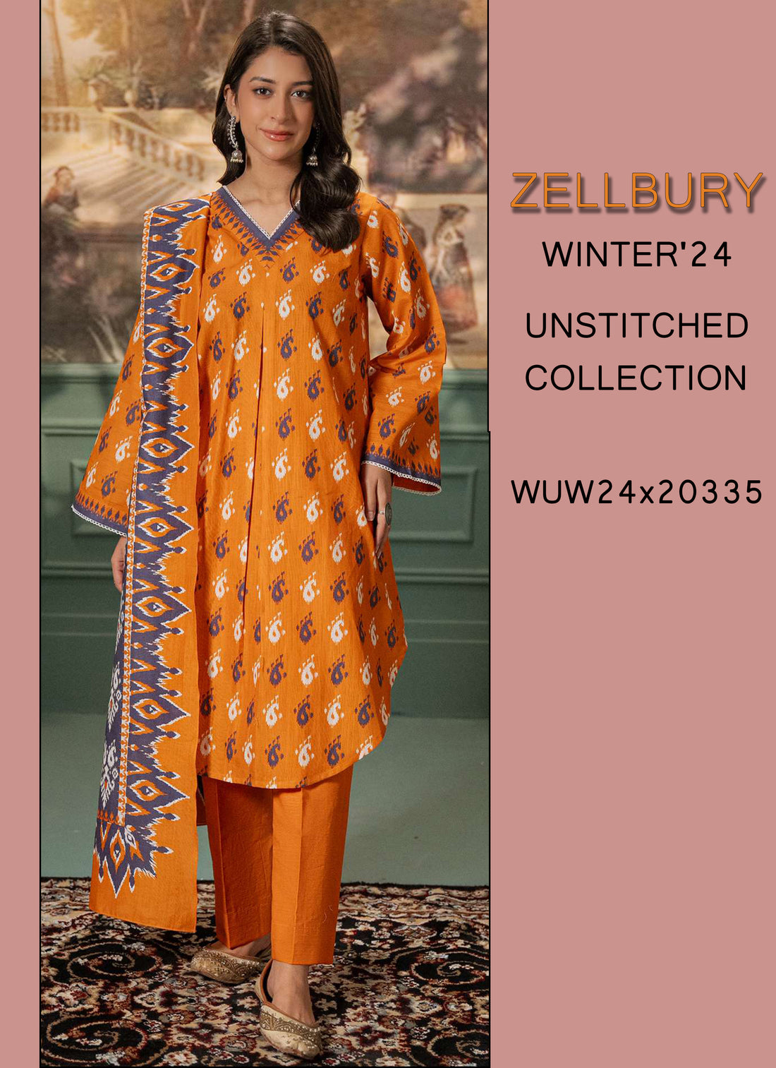 Zellbury Winter Printed Khaddar 3PC Shirt | WUW24X20335