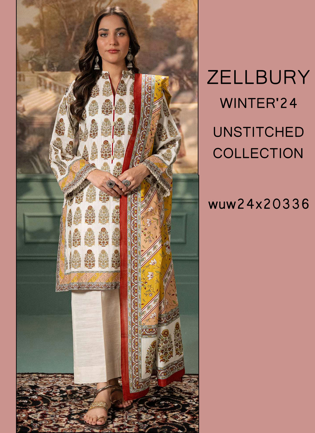 Zellbury Winter Printed Khaddar 3PC  Shirt | WUW24X20336