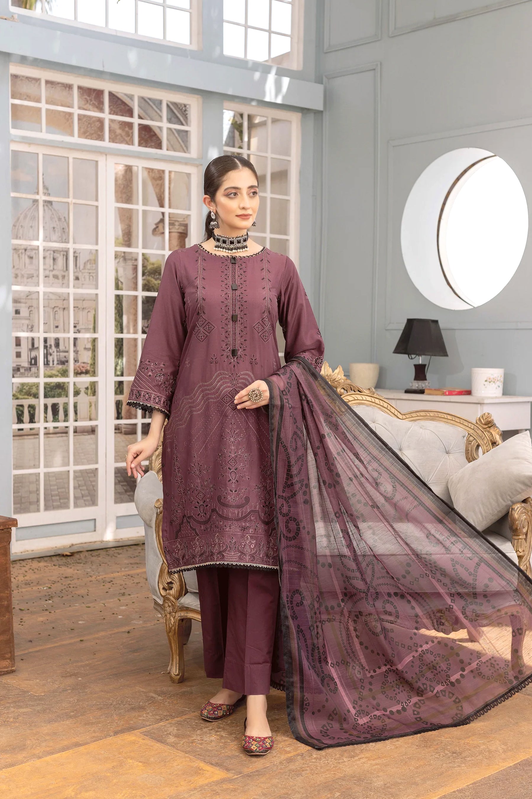 Embroidered Lawn Shirt Fancy Voile Print Duppatta