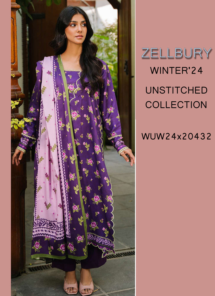 Zellbury Winter Printed Khaddar 3PC Shirt | WUW24X30188