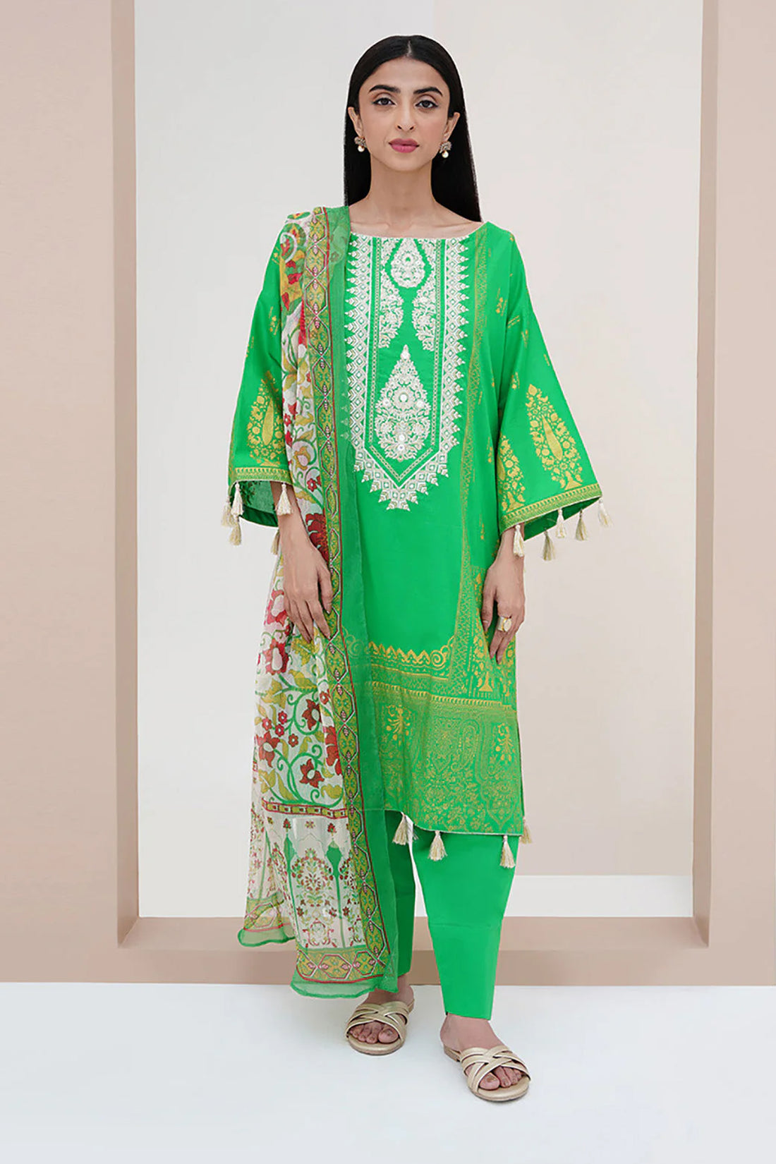 Green Embroidered Shirt Shalwar Dupatta