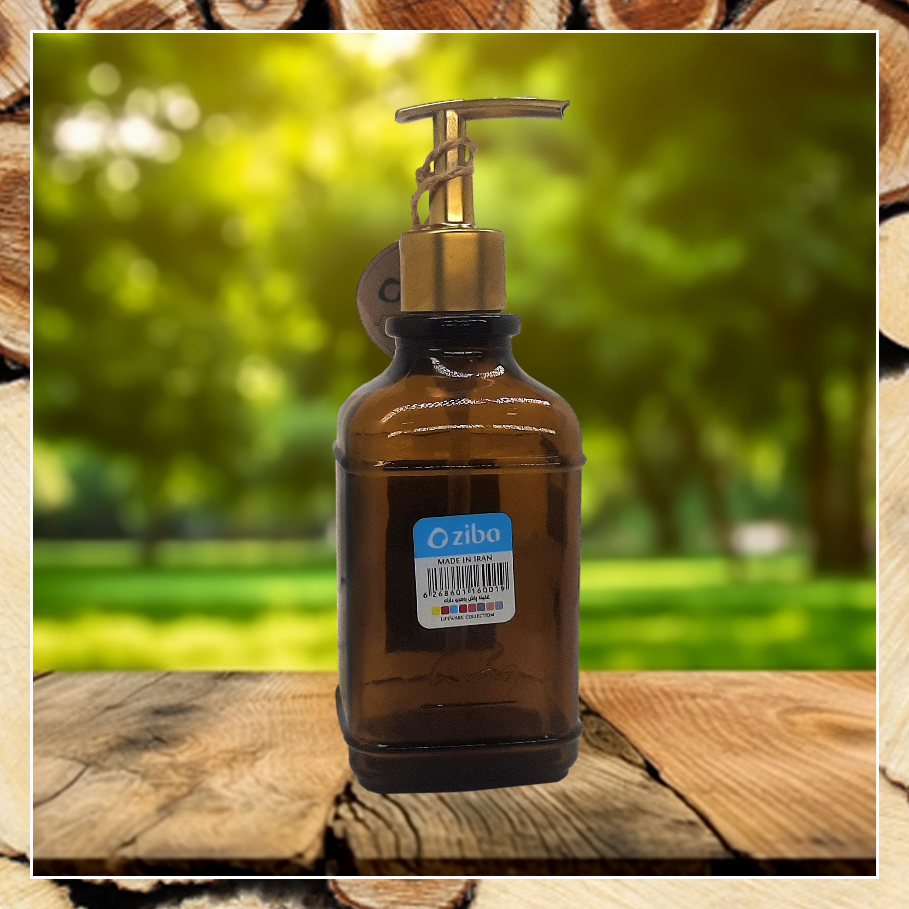 Soap Dispenser - 1 Pack, Antique Design Thick Amber Glass Hand Soap Dispensers with Sturdy Tray; 304 Rust Proof Stainless Steel Black Pump