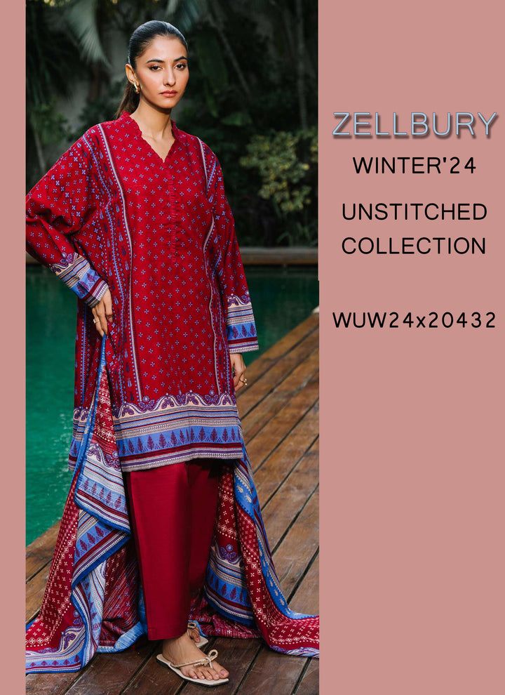 Zellbury Winter Printed Khaddar 3PC  Shirt | WUW24X302873