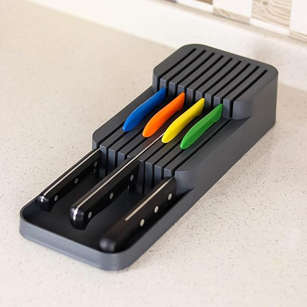Knife Sharpener Cutlery Storage Box Chef Knives Block Holder Cleaver Drawer Rack Stand Cabinet Tray Multi-function Partition