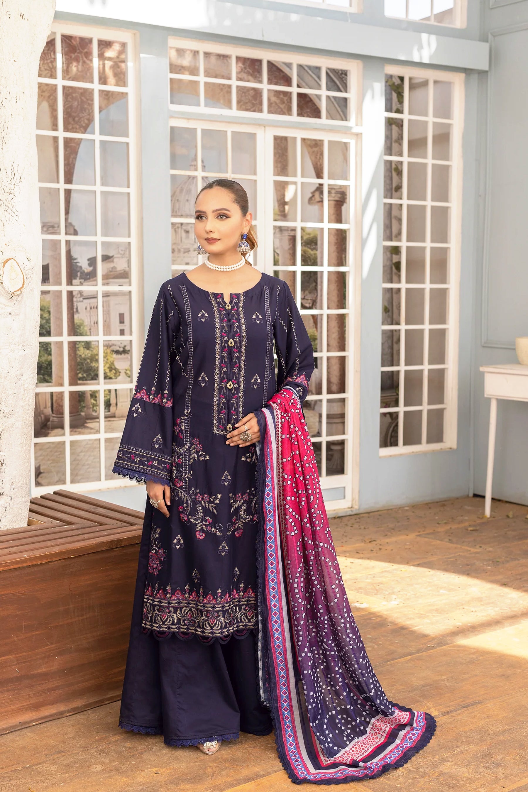 Embroidered Lawn Shirt Fancy Voile Print Duppatta