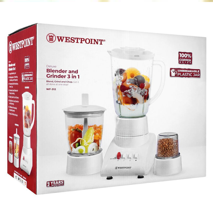 West Point Deluxe 3-In-1 Blender And Grinder, 350W, 220-240V, WF-312