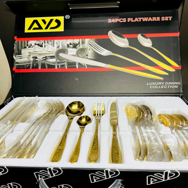 Luxury Stainless Steel Knife Fork Spoon Tableware Flatware Set