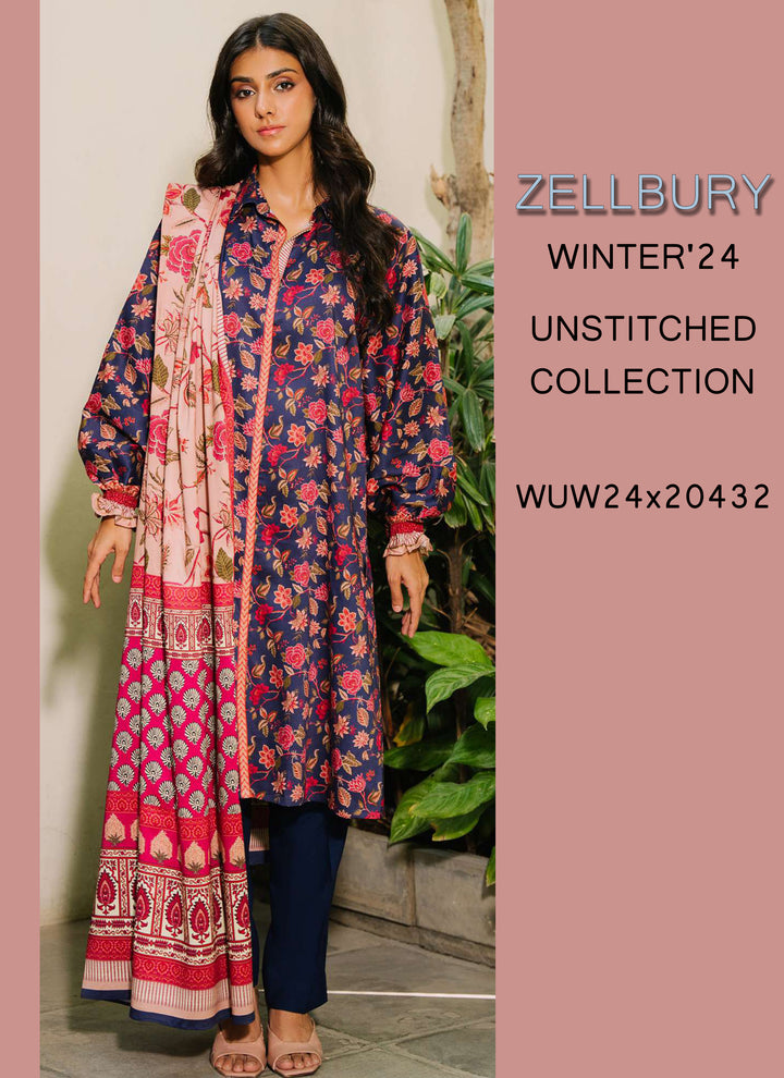 Zellbury Winter Printed Khaddar 3PC  Shirt | WUW24X30187