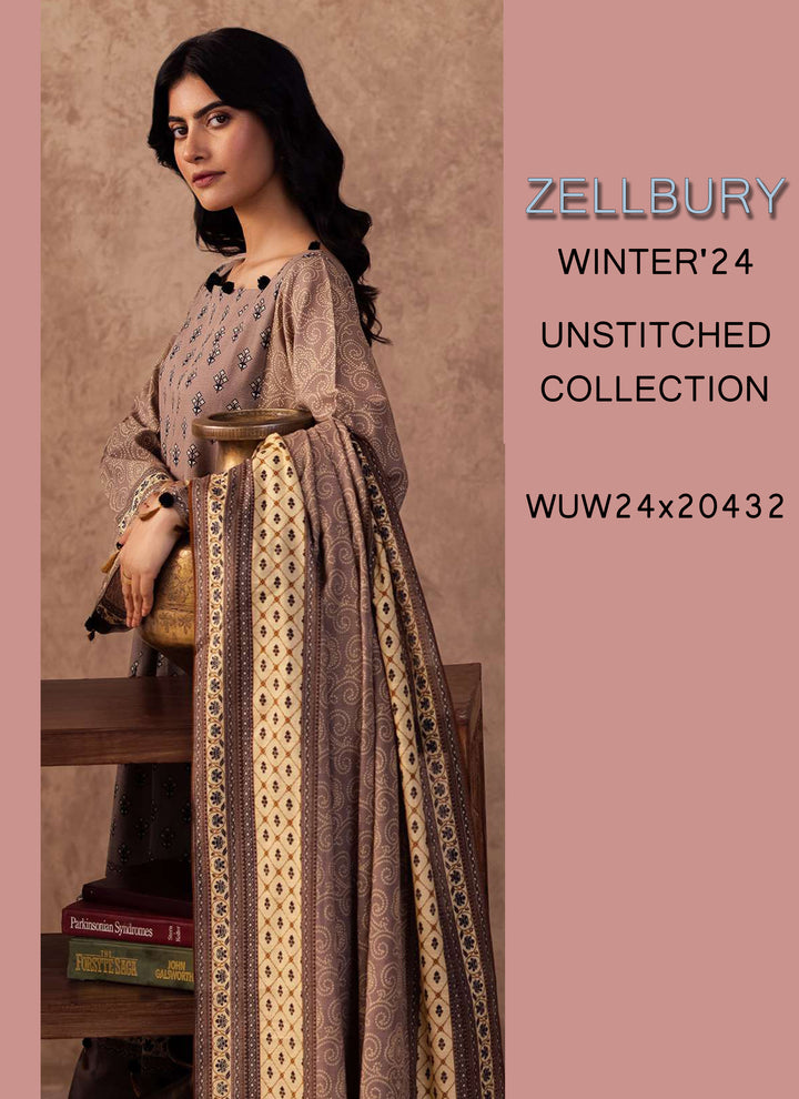 Zellbury Winter Printed Khaddar 3PC Shirt | WUW24X30274