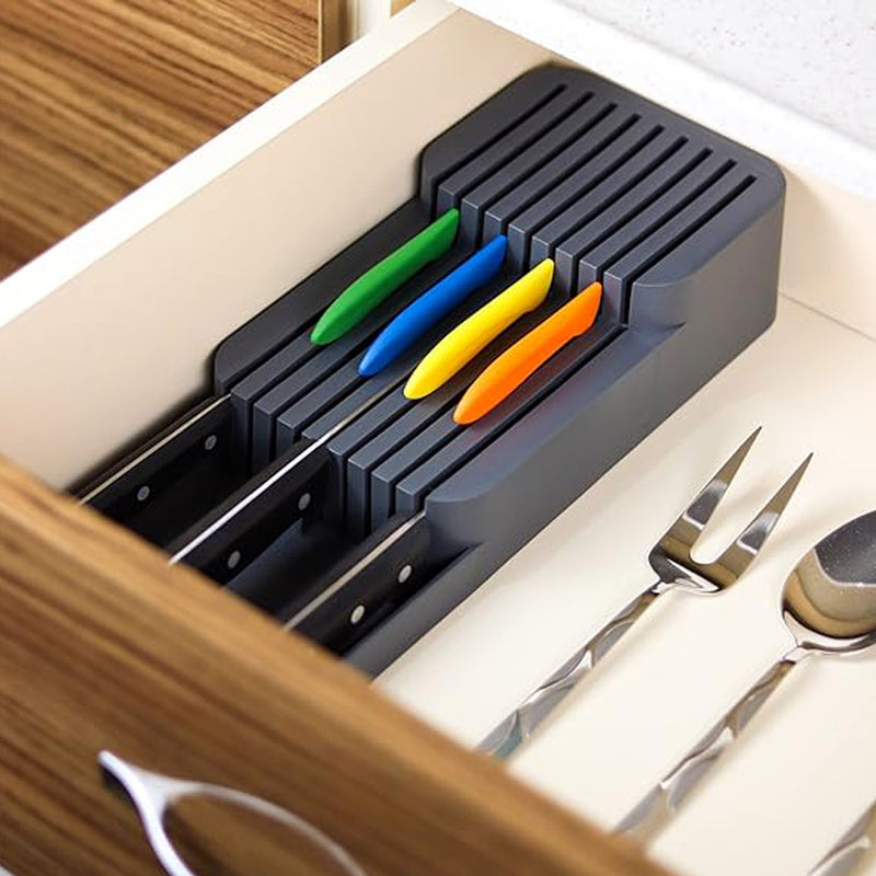 Knife Sharpener Cutlery Storage Box Chef Knives Block Holder Cleaver Drawer Rack Stand Cabinet Tray Multi-function Partition