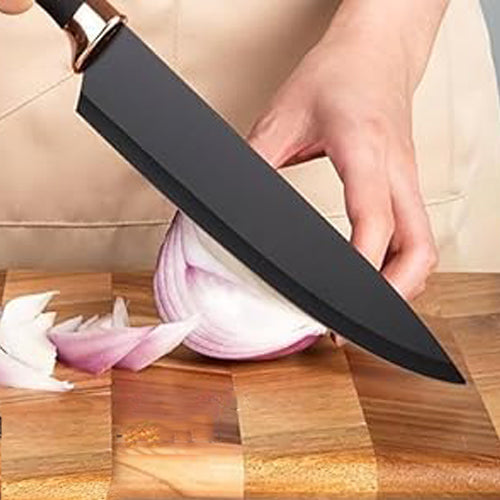 Black and Rose Gold Knife Set, Extra Sharp Stainless Steel  6 pieces