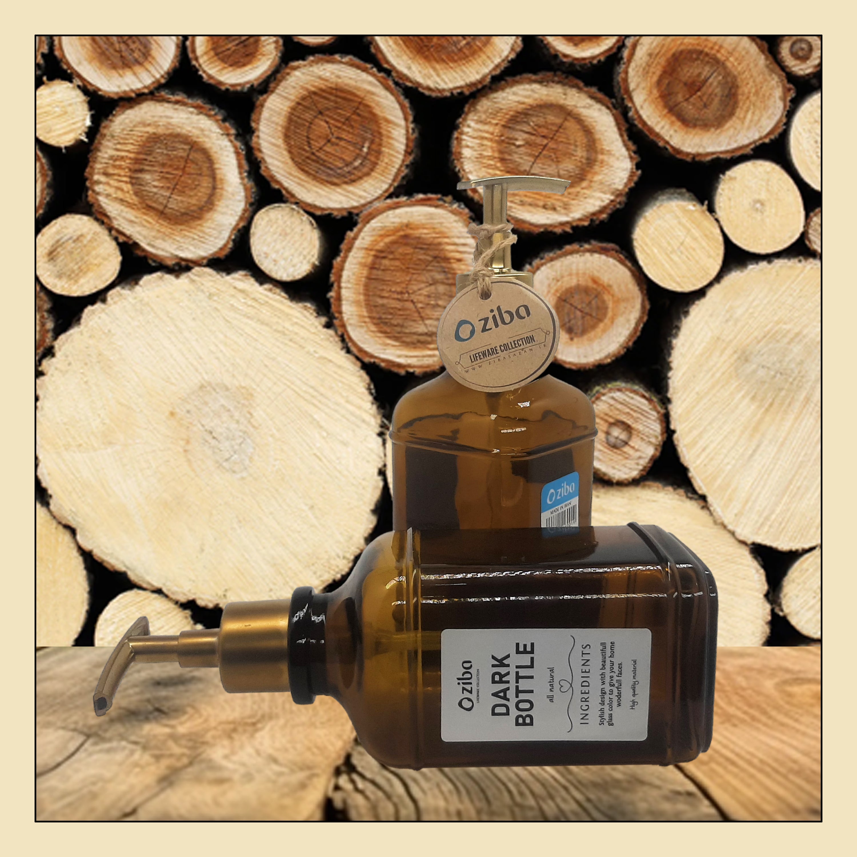 Soap Dispenser - 1 Pack, Antique Design Thick Amber Glass Hand Soap Dispensers with Sturdy Tray; 304 Rust Proof Stainless Steel Black Pump