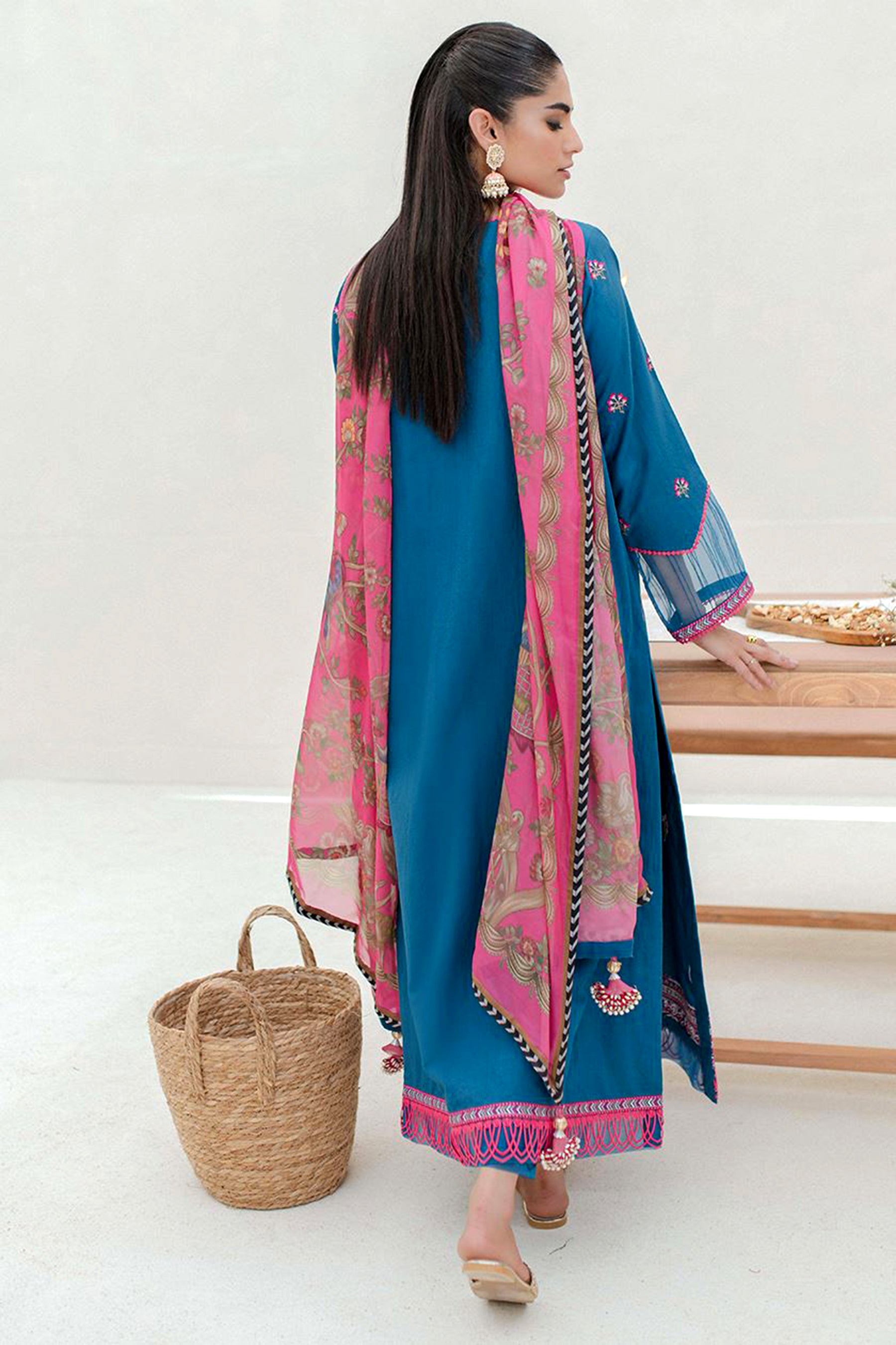 Zellbury Signature Embroidered Ribbed Unstitched 3Pc Suit