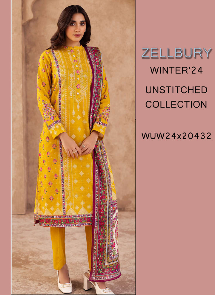 Zellbury Winter Printed Khaddar 3PC  Shirt | WUW24X30186