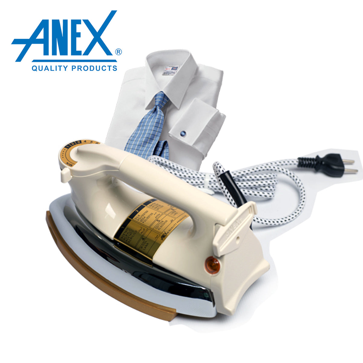 Anex Deluxe Dry Iron AG1079B White