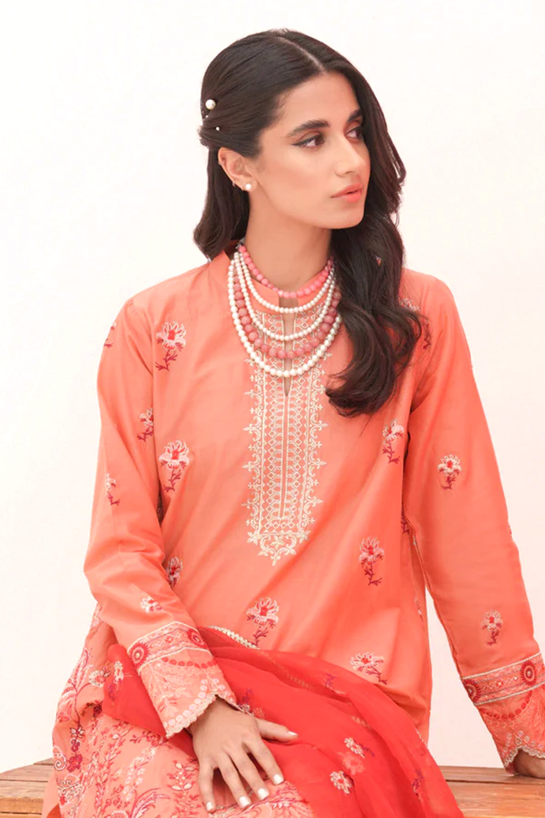 Pink Embroidered Shirt Shalwar Dupatta Lawn