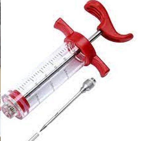 Meat Injector Kit Stainless Steel Food Syringe & 3 Marinades Needles for BBQ Grill Professional Smoker Seasoning Culinary Barbecue Syringe & Meat injectors for Smoking