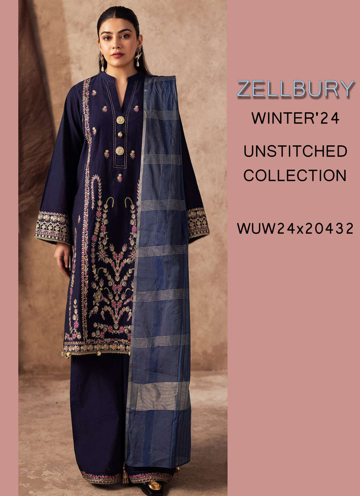 Zellbury Winter Printed Khaddar 3PC  Shirt | WUW24E30229