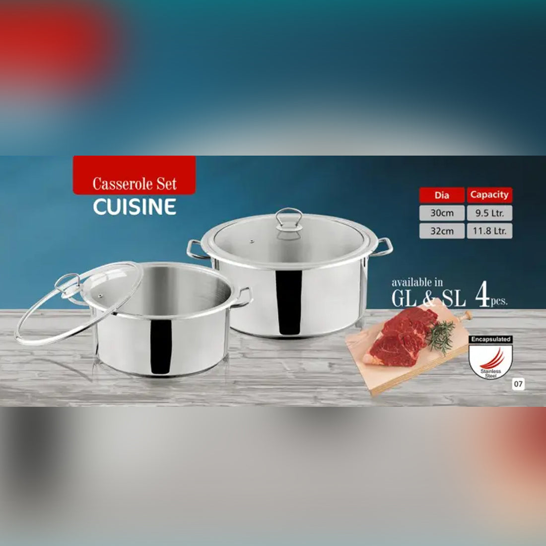 Alpha Cuisine / Casserole Pot-Stainless Steel-30Cm/32
