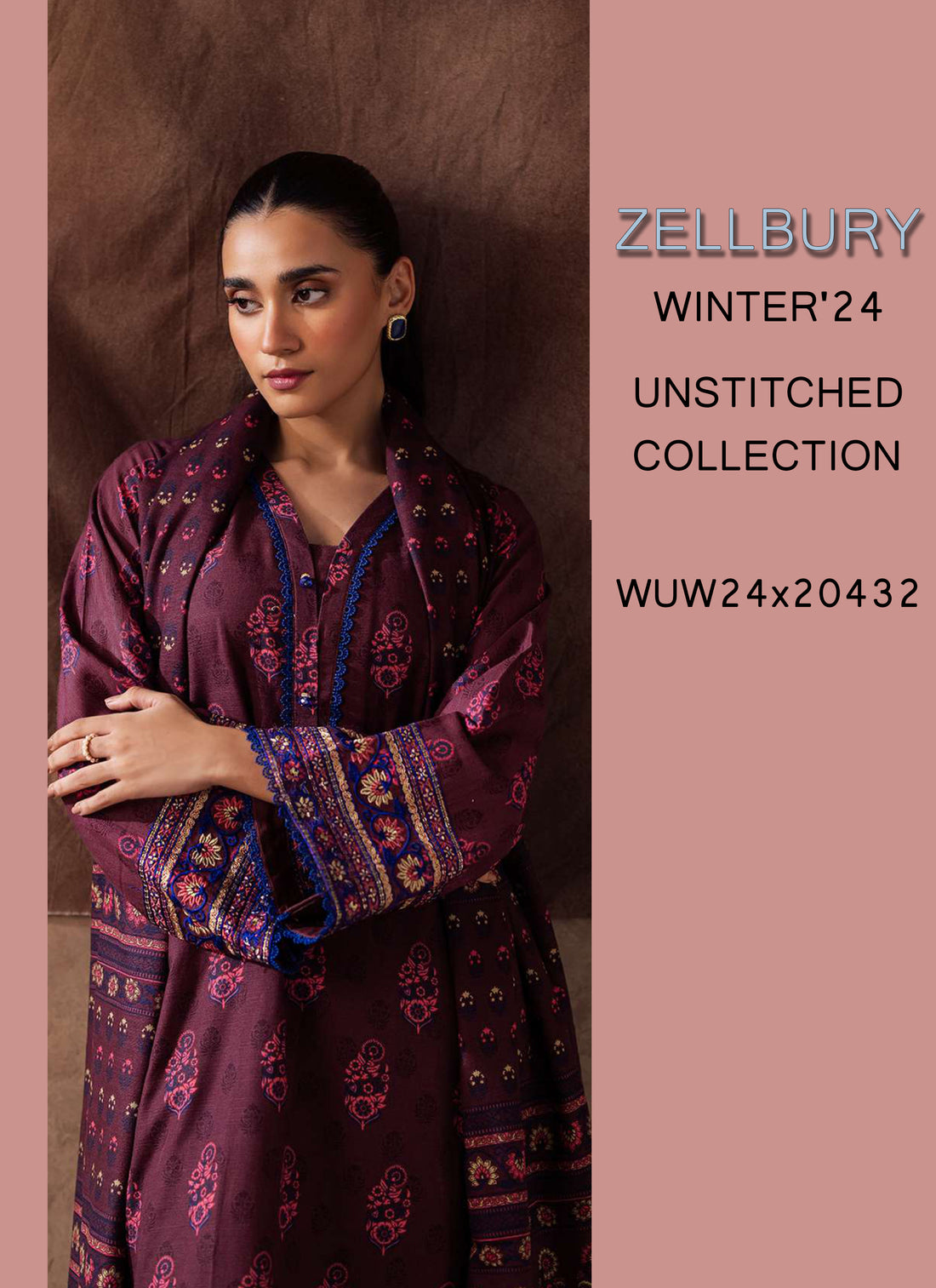 Zellbury Winter Printed Khaddar 3PC Shirt | WUW24E20263