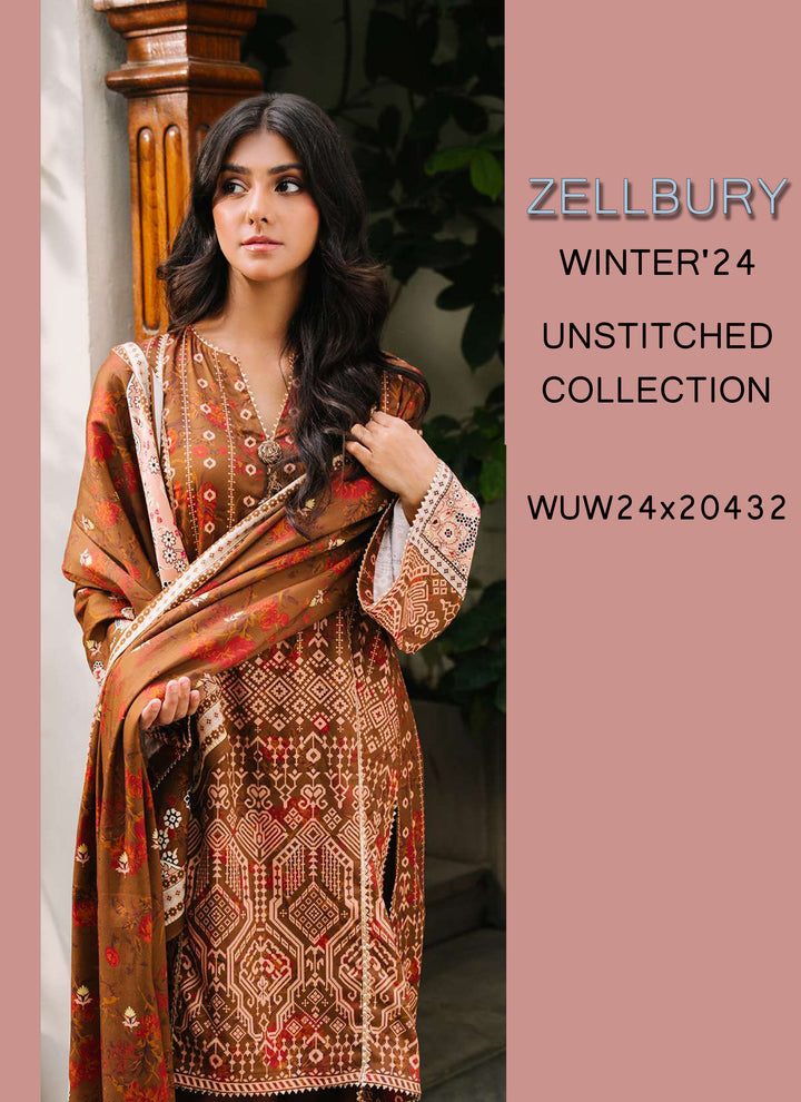 Zellbury Winter Printed Khaddar 3PC Shirt | WUW24X30217