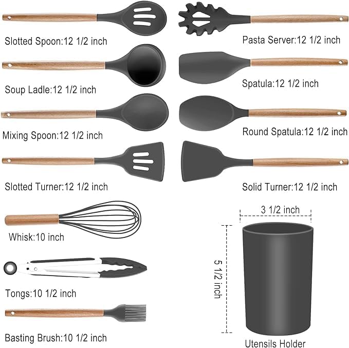 Silicone Kitchenware Set Pot Shovel Soup Spoon Knife  19Pcs