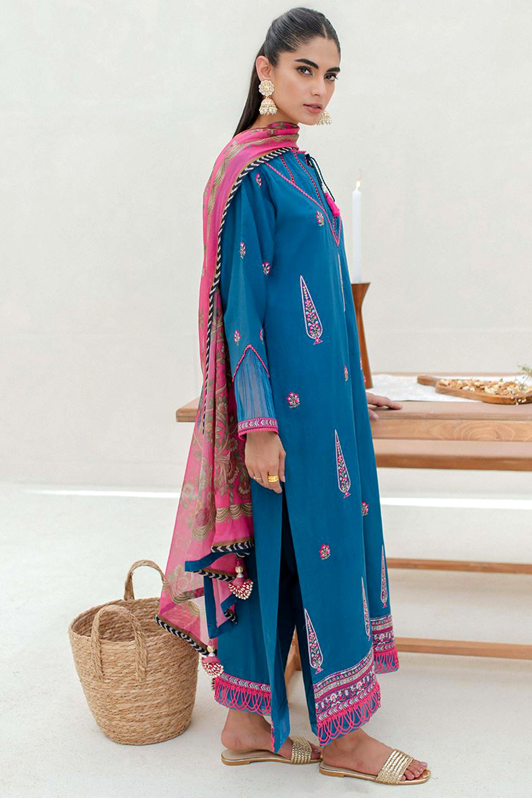 Zellbury Signature Embroidered Ribbed Unstitched 3Pc Suit