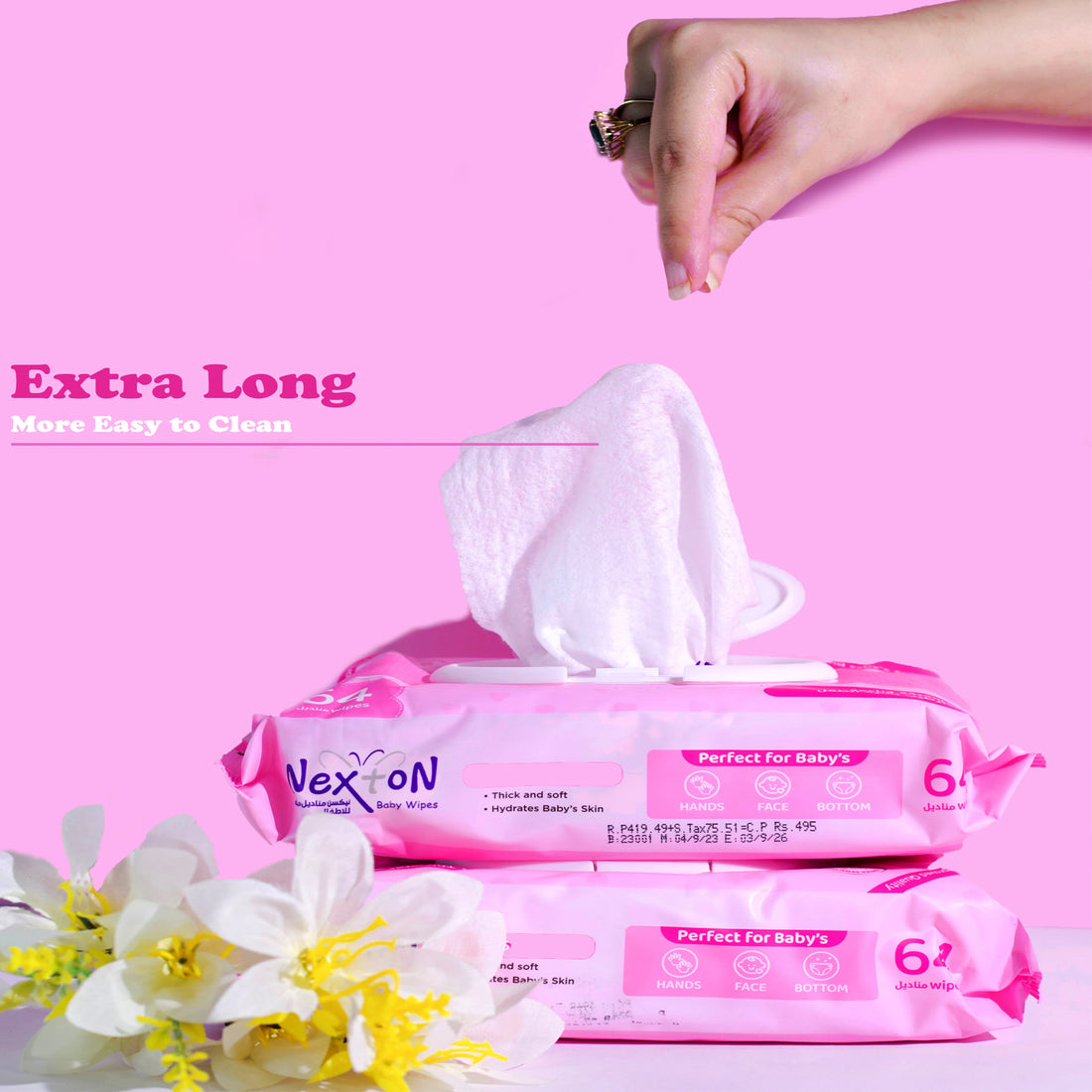 Nexton New Improved Baby Wipes Extra Sensitive 64 pcs pack