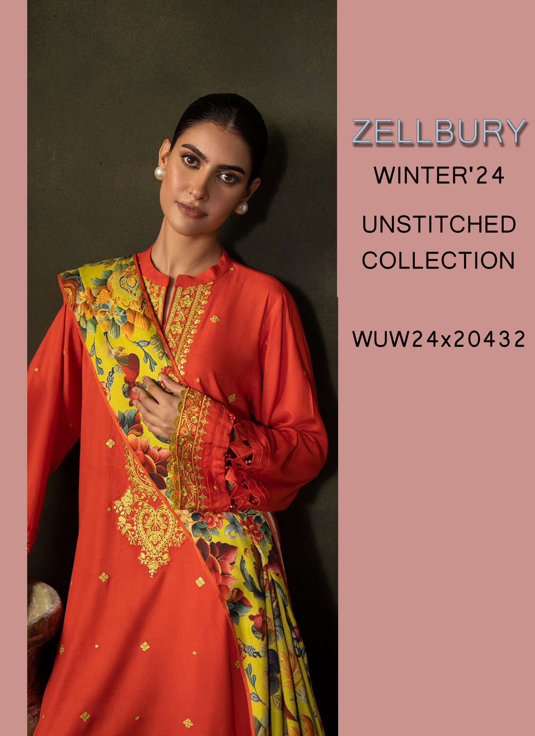 Zellbury Winter Printed Khaddar 3PC  Shirt  WUW24E30242