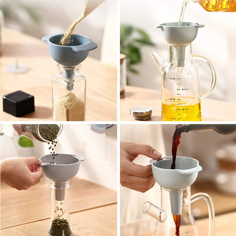 Kitchen Funnels Set, 4 in 1 Multi-function Funnel Set Plastic Nested Funnels Wide Mouth, Small Funnels for Filling Bottles with Water Oil Liquid Granules Powder Transfer - by ROBOT-GXG