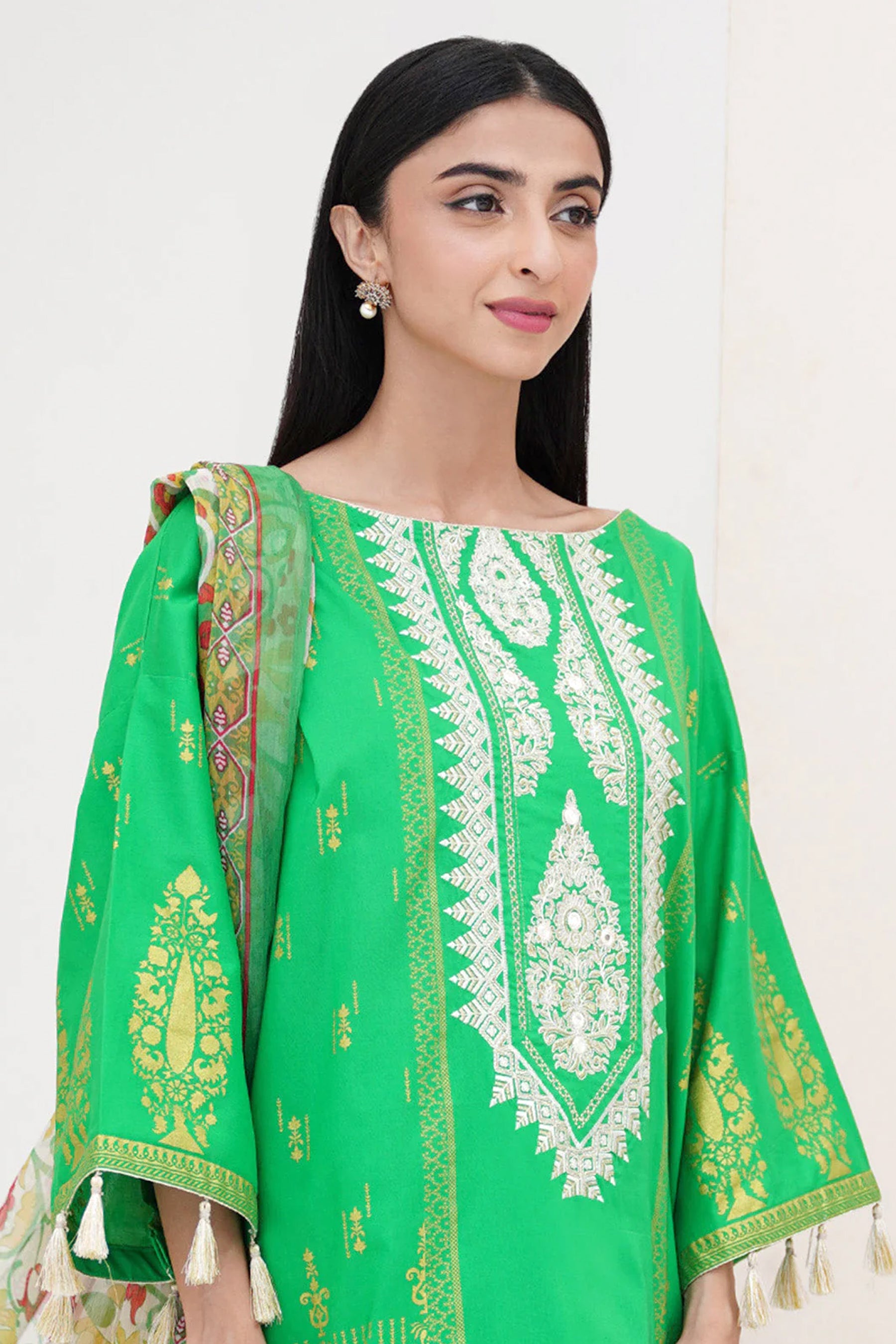 Green Embroidered Shirt Shalwar Dupatta